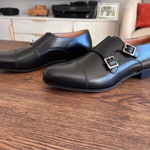 Rare Brooks Brothers Black Leather Double Monk Loafers - Women’s 8 NWT